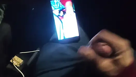 Almost caught! He jerks off in traffic in front of me, I love watching. Big cumshot!  Part 2