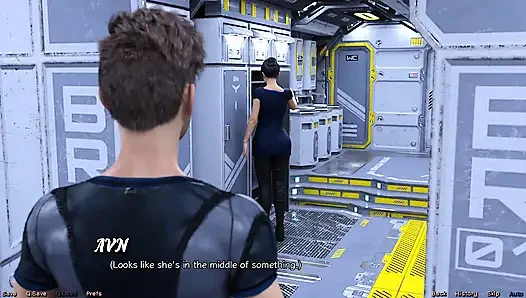 Закованная в космосе - стриптизерская милфа светит своими большими сиськами