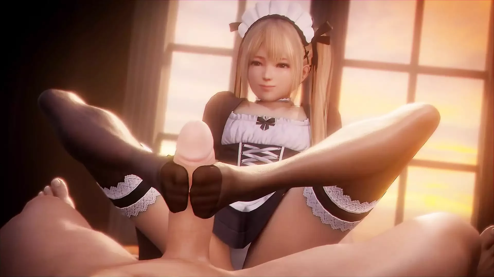 メイド服のマリーローズフットコキ