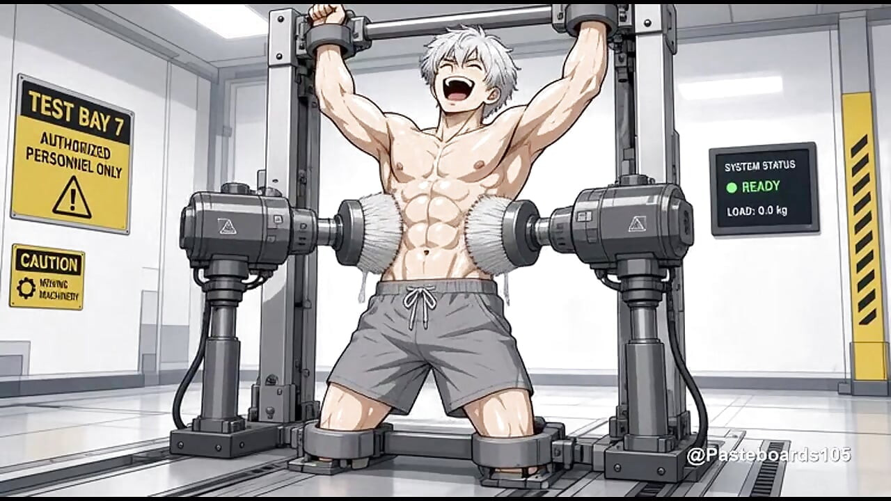 The Endurance Test - Arms Overhead, Brush Wheels On Bare Abs And Ribs (2D Anime Bara)
