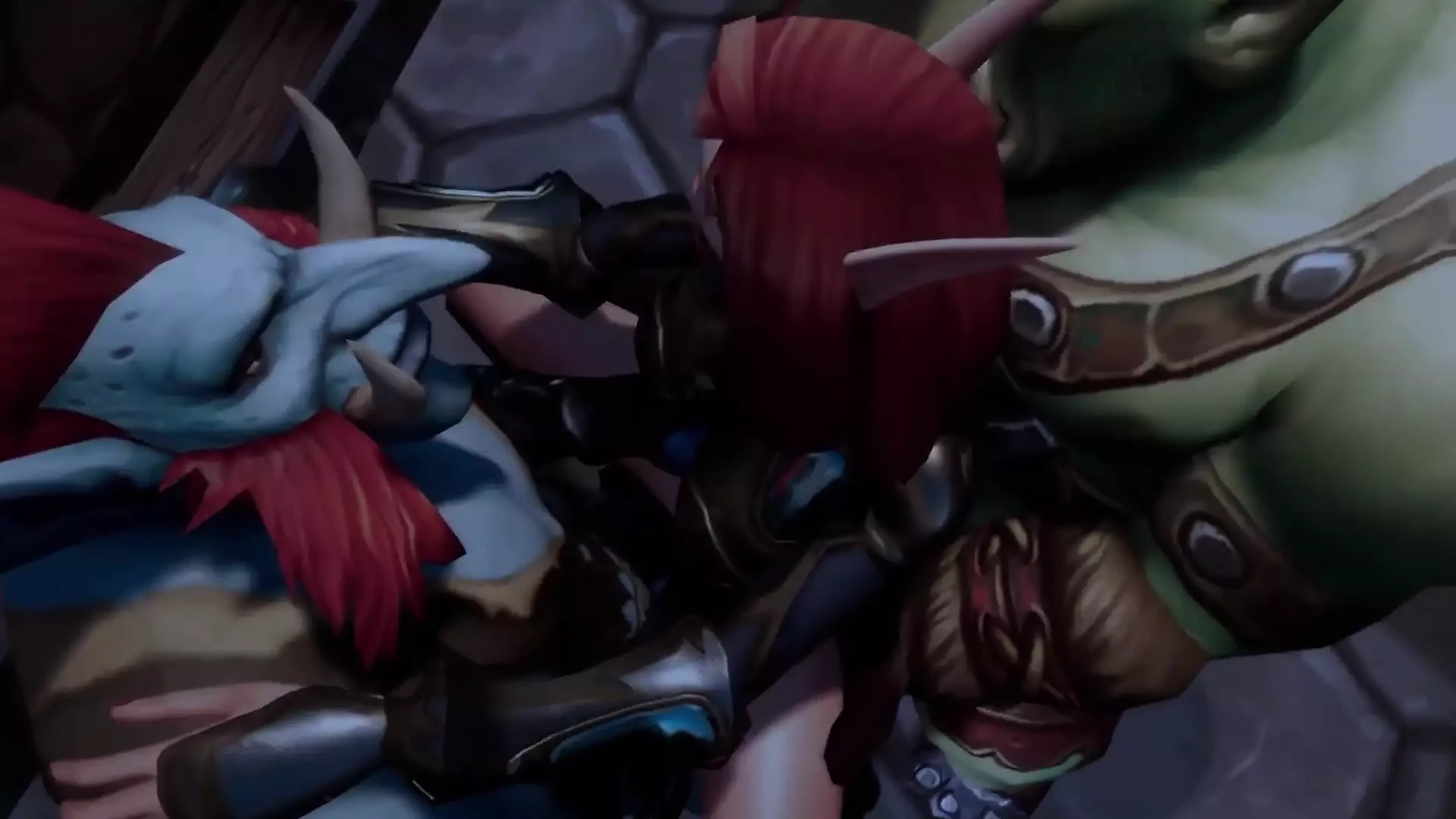 Elf duplamente juntada por um Ork e um Wartroll - Warcraft Parody