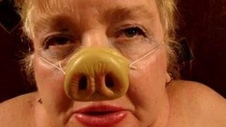 Humiliated fat grannie pig