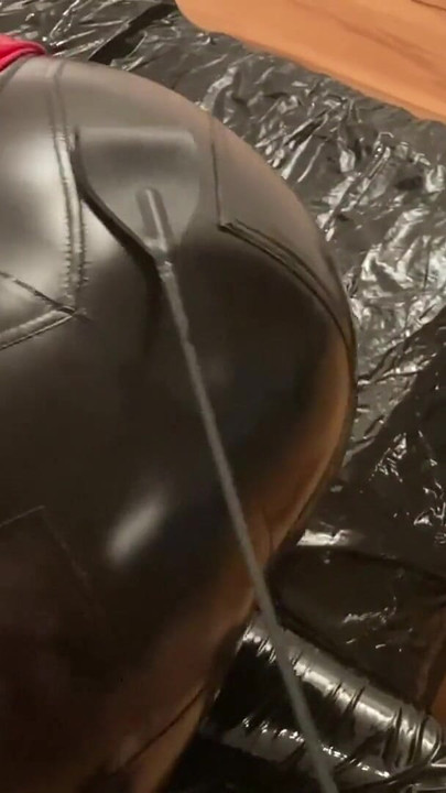 Emotional moment from "Cum on Shiny Black Vinyl Pants"