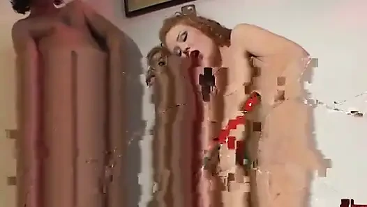 Horny bitches have hardcore threesome with a stud while inserting toys and objects in their fuck holes