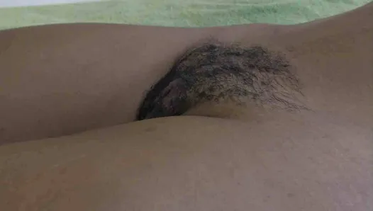 Hairy black pussy get fucked and creampied by BWC