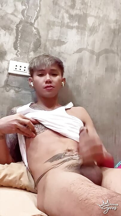 Inked Boy Nipple Tease, Jerking Off, and Cumming