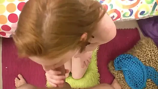 Sexy petite babe loves the cock just in mouth