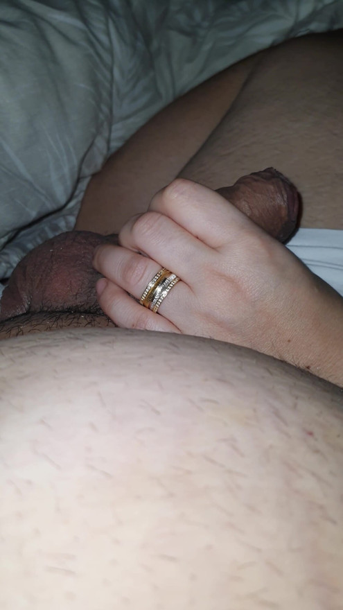 Step mom pulled out step son dick out from his pants for a quick handjob | Clip 1