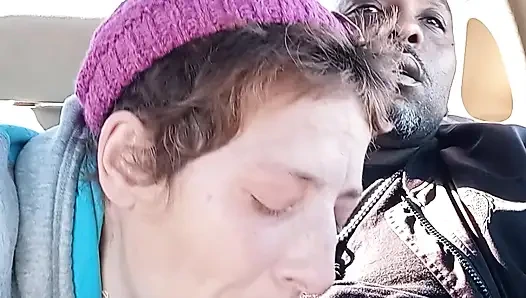 Dirty street whore is drinking my cum for breakfast. MILF