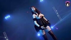 Сексуальная азиатка в черном платье танцует (3D хентай)