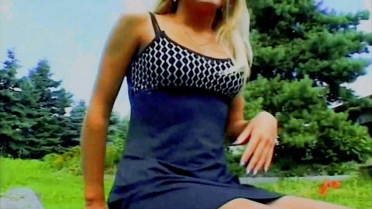 A beautiful blonde German babe gets her shaved twat pounded outdoors
