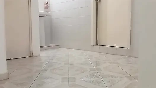 Chubby Neighbor Cleaning Her New Apartment