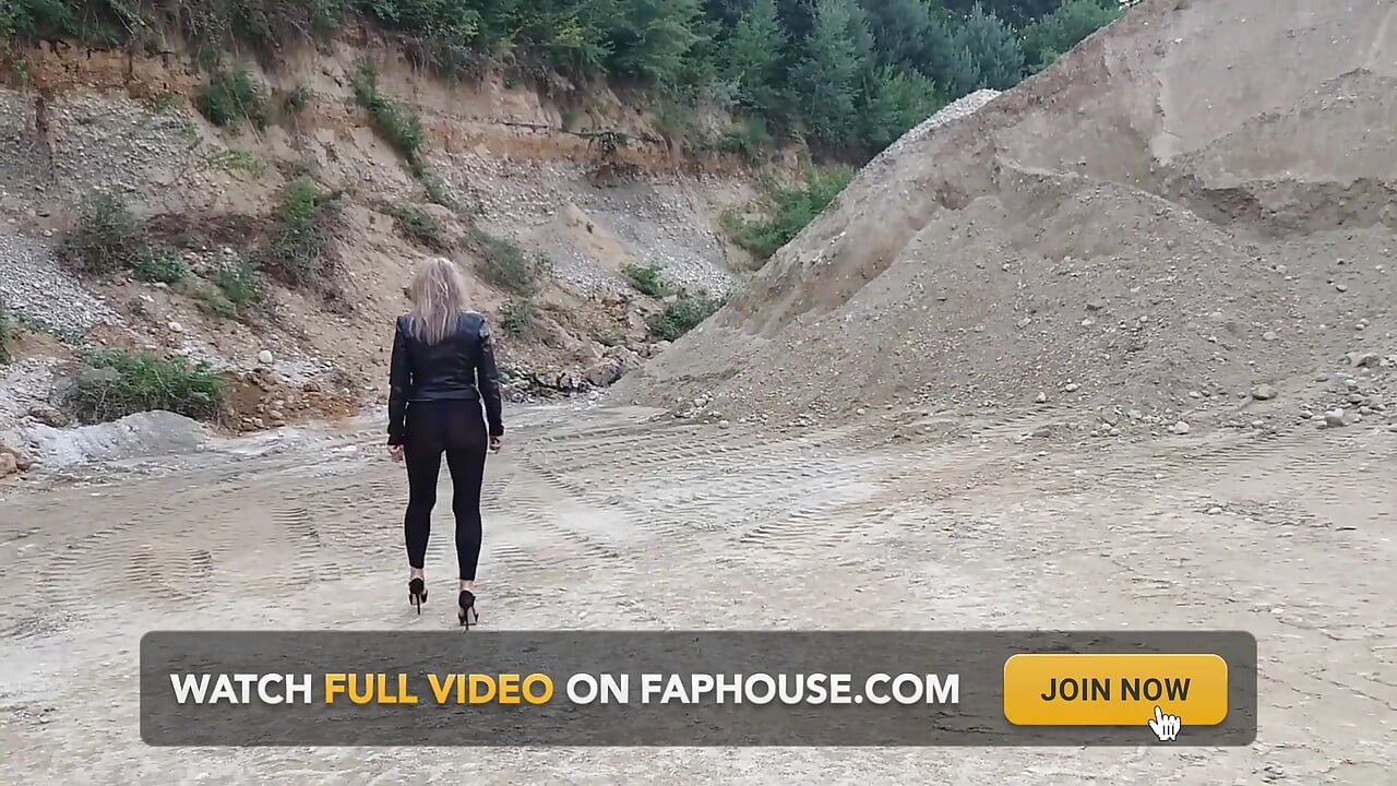 Grandma Is Walking Around a Gravel Pit in Tight Leggings and High Heels!