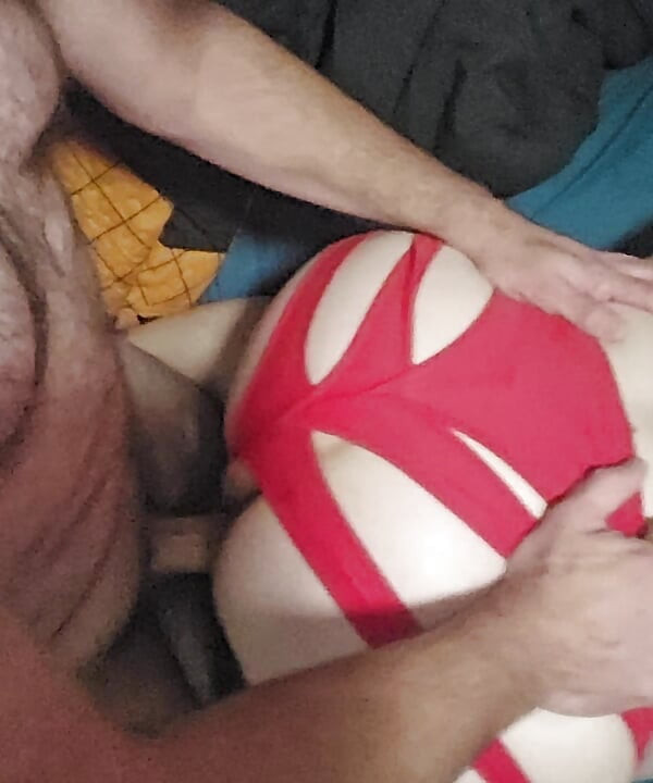 Cumming on her Sexy Red Panties