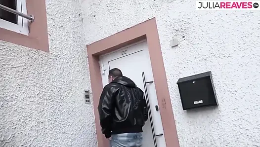 Slut eats cum after sucking and riding a monster cock