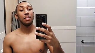 Miguel Brown shirt off in boxers in mirror abs video 15