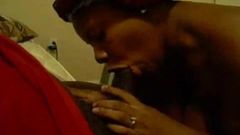 Black Girl gives a   deep throat blowjob