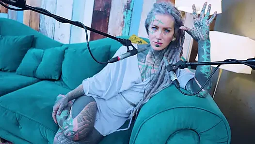 I talk about M - Music - ASMR podcast SFW talking goth skinny girl dreadlocks tattoo model inked girl