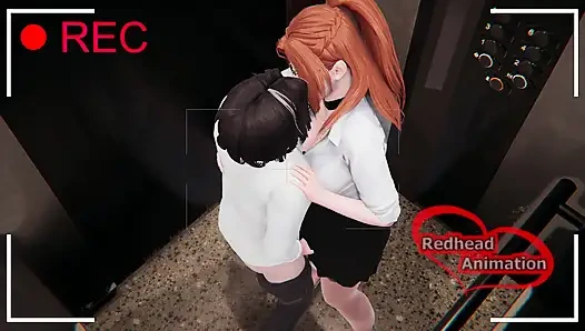 Ai камера застукала милфу и соседку, трахающихся в лифте