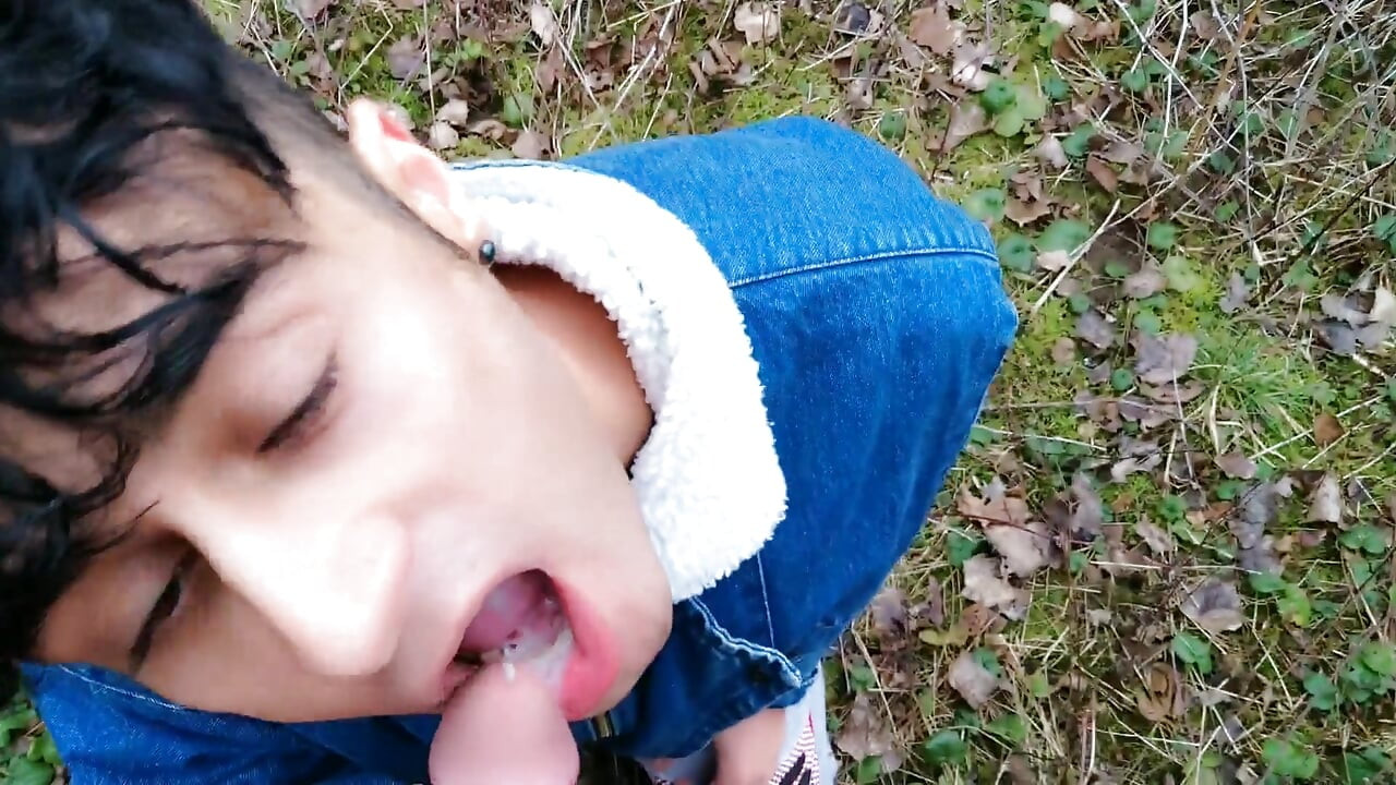 Amateur Long Blowjob POV - Sucking in Light Rainy Day Outside