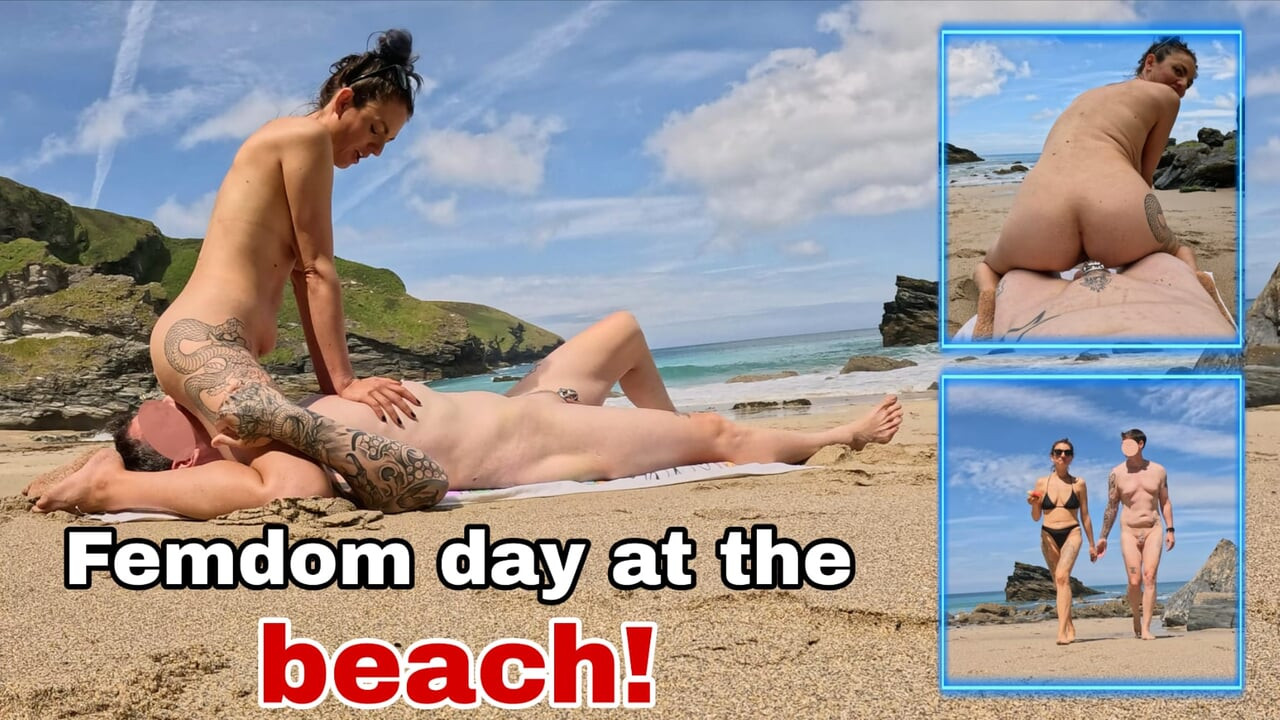 Femdom Day at the Beach! Public Slave Nudity Outdoor Humiliation & Orgasms