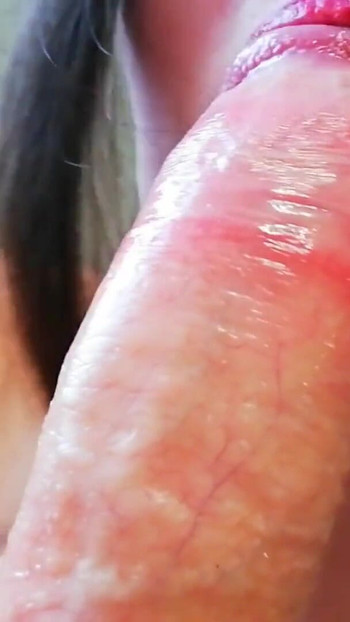 Captivating moment from "Incredibly sloppy blowjob with cum in mouth close-up"