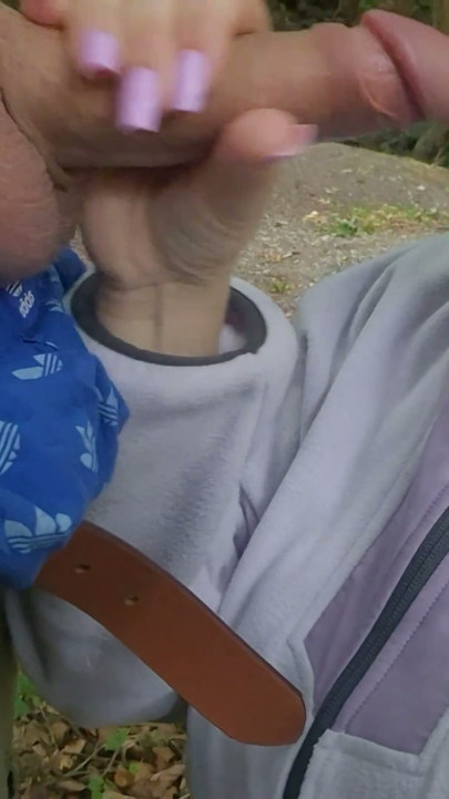 Almost caught cheating outdoors by stranger hikers - fast sex in the forest! | Clip 1