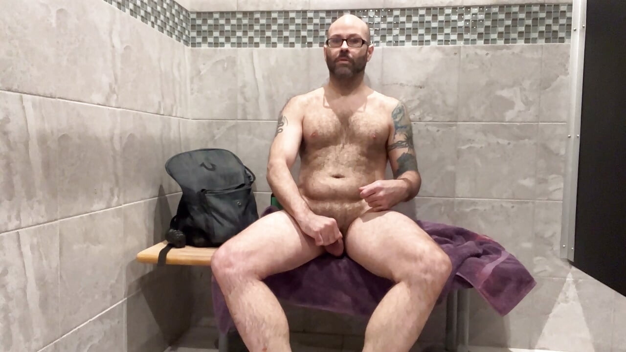 Stepdad loves to workout and jerk off in public locker room at the gym locker room