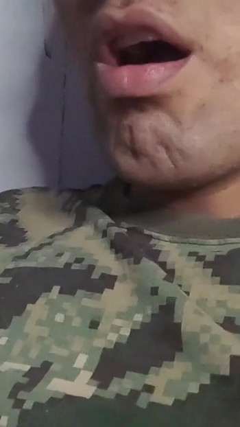 Emotional moment from "soldier is left alone and masturbates and cums a huge load while his companions went out"