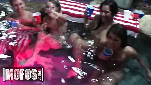 MOFOS - These Hot Pornstars Celebrate Their Independence By Sucking And Fucking All Day And Night At A Pool Party Orgy