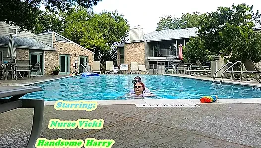 BBW Nurse Vicki Play Time in the Pool with Handsome Harry