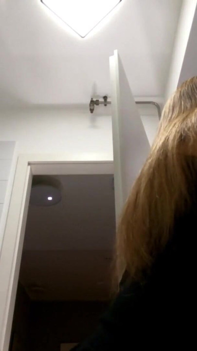 Amazingly beautiful college girl in the bathroom with a super skirt miniskirt shows her ass | Clip 1