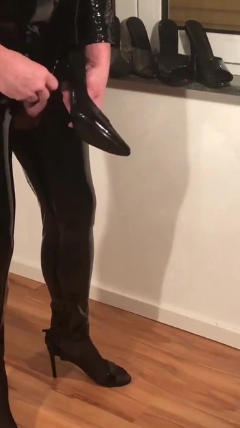 Must-see moment from "Latex Dress, PVC Coat and High Heels Masturbation"