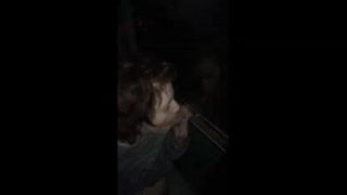 Cute redhead blows a stranger and her man