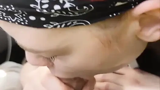 Slutty teenager eagerly sucking my big cock for cum