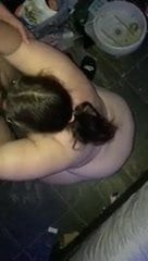 Latina Wife Posted Up Sucking Cock