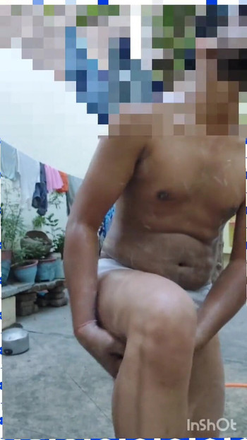 Thrilling moment from "Bathing in yard with out underwear"
