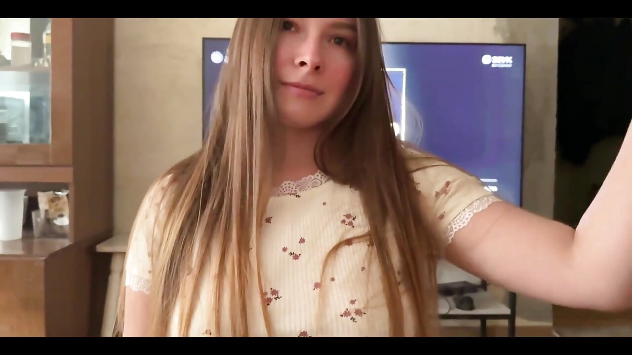 Deep Blowjob From Slutty Stepsister Long Masturbation with Mouth, Dirty Talk