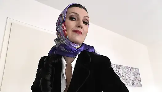 Elegant, Shiny Satin Headscarf Fashion Show JOI, Lady Victoria Valente