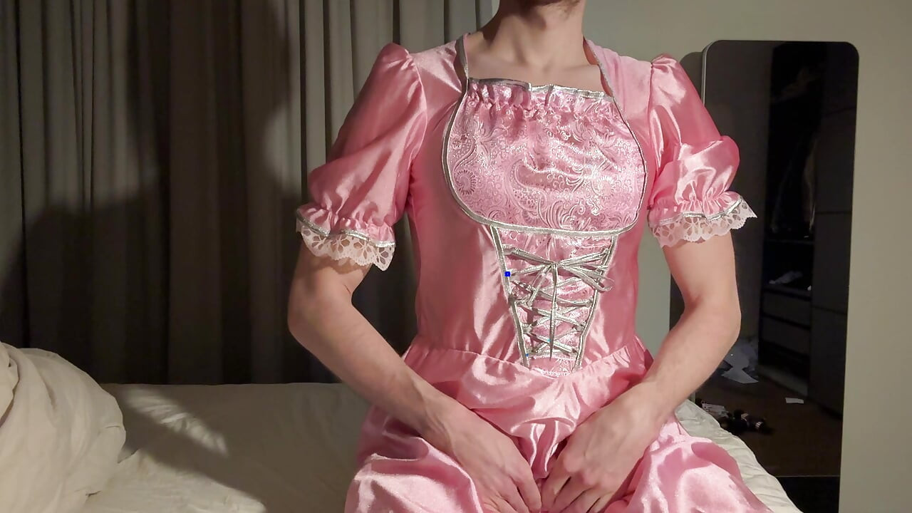 Satin Pink Panties and Dress Slippery Desire