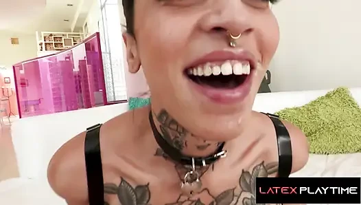 LATEX PLAYTIME - Inked Alt Beauty RAVYN ALEXA Ass Fucked & Dildo DP'd