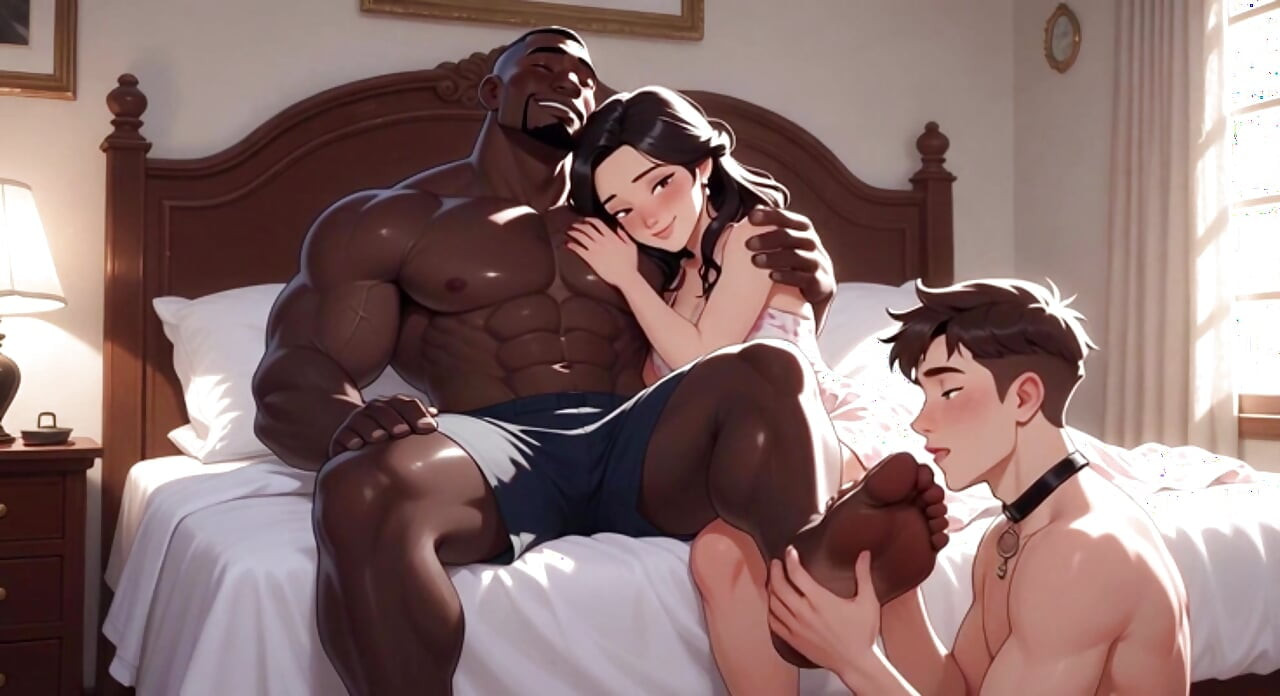 Cuckold xuống cấp - người đàn ông liếm chân người yêu của vợ mình
