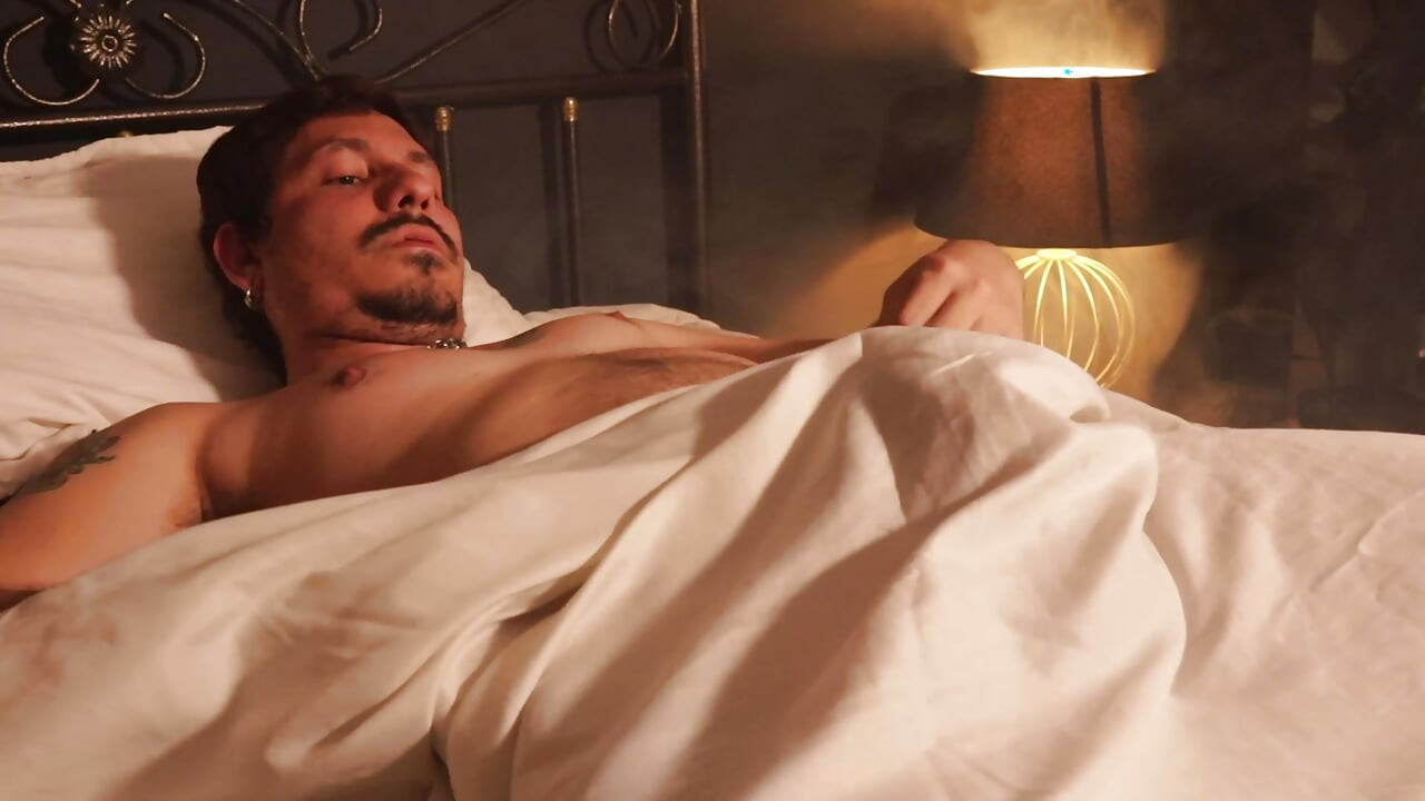 Enjoying on my bed my latin cock