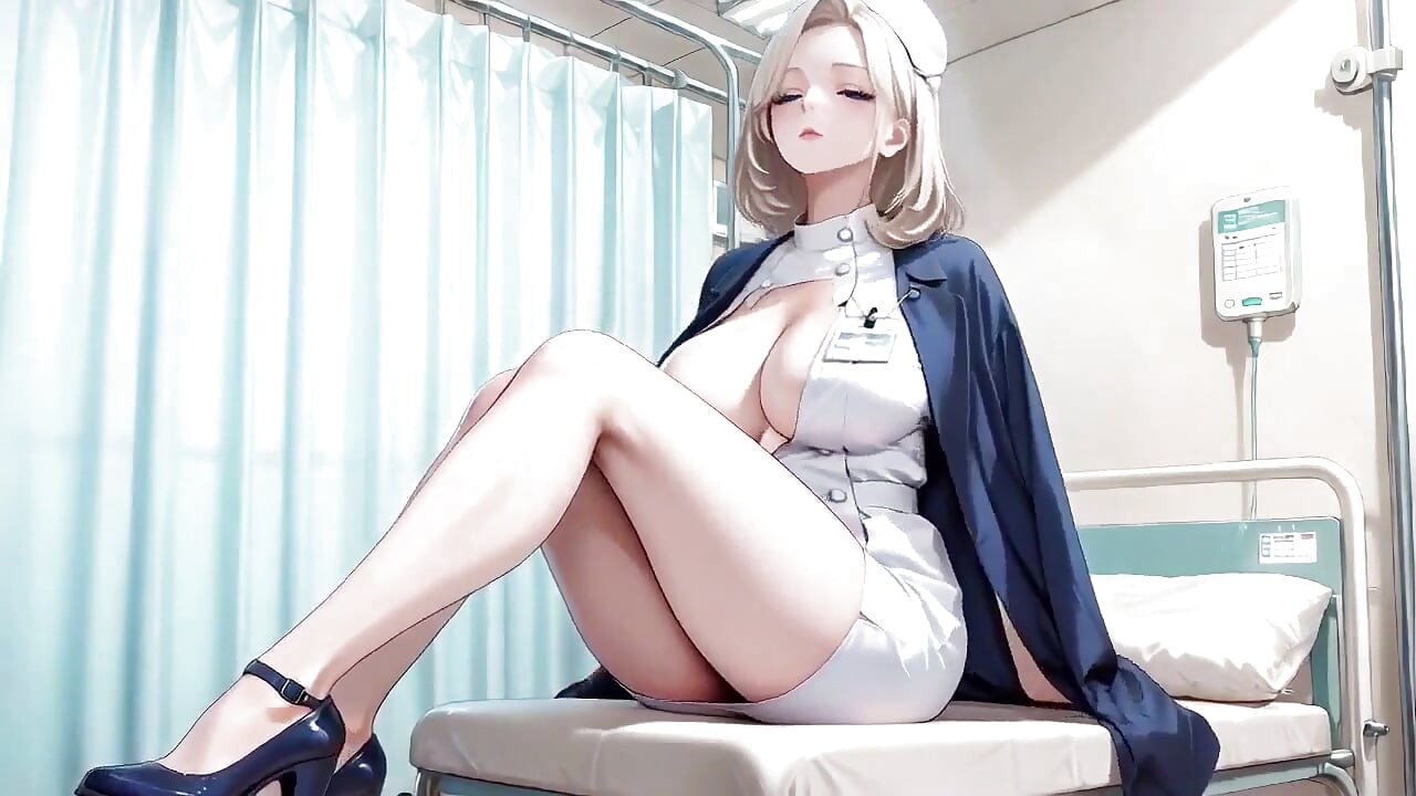 Jururawat Biarawati blonde! Lazy Kneeling Di Atas Katil Hospital, Mencuri Payudara Lembutnya Dengan Hazy Gaze
