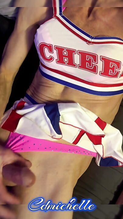 Cdmichelle Wearing Sexy Cheerleader Outfit While Jamming Music