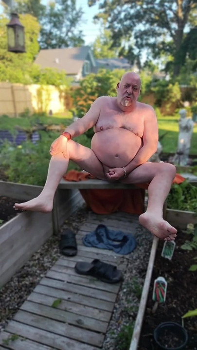 Enjoying My Backyard - Naked!