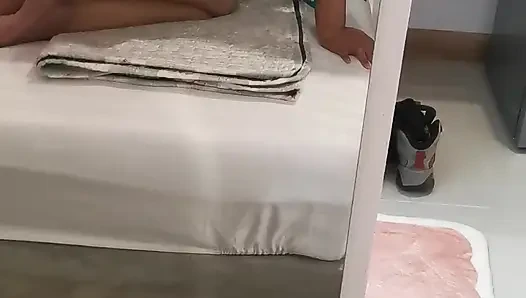 Female flight attendant gets before boarding