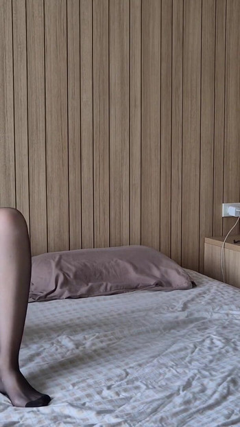 Emotional moment from "Caught on Masturbating Step Sister. My stepsister seduced me. Masturbation in pantyhose, tights fetish"