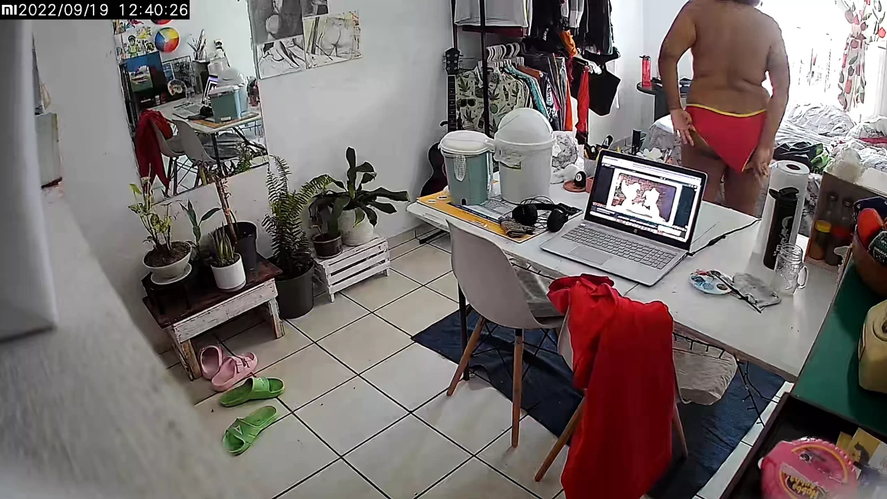 watching my wife from my work in the office