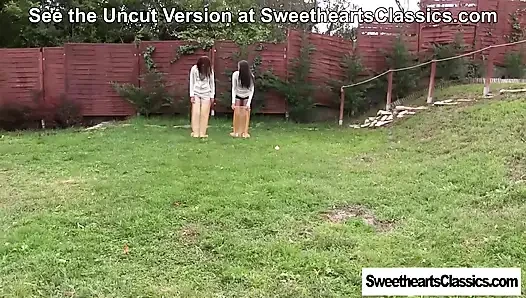 Adriana C and Alexis Brill enjoy naked sack race at SweetheartsClassics